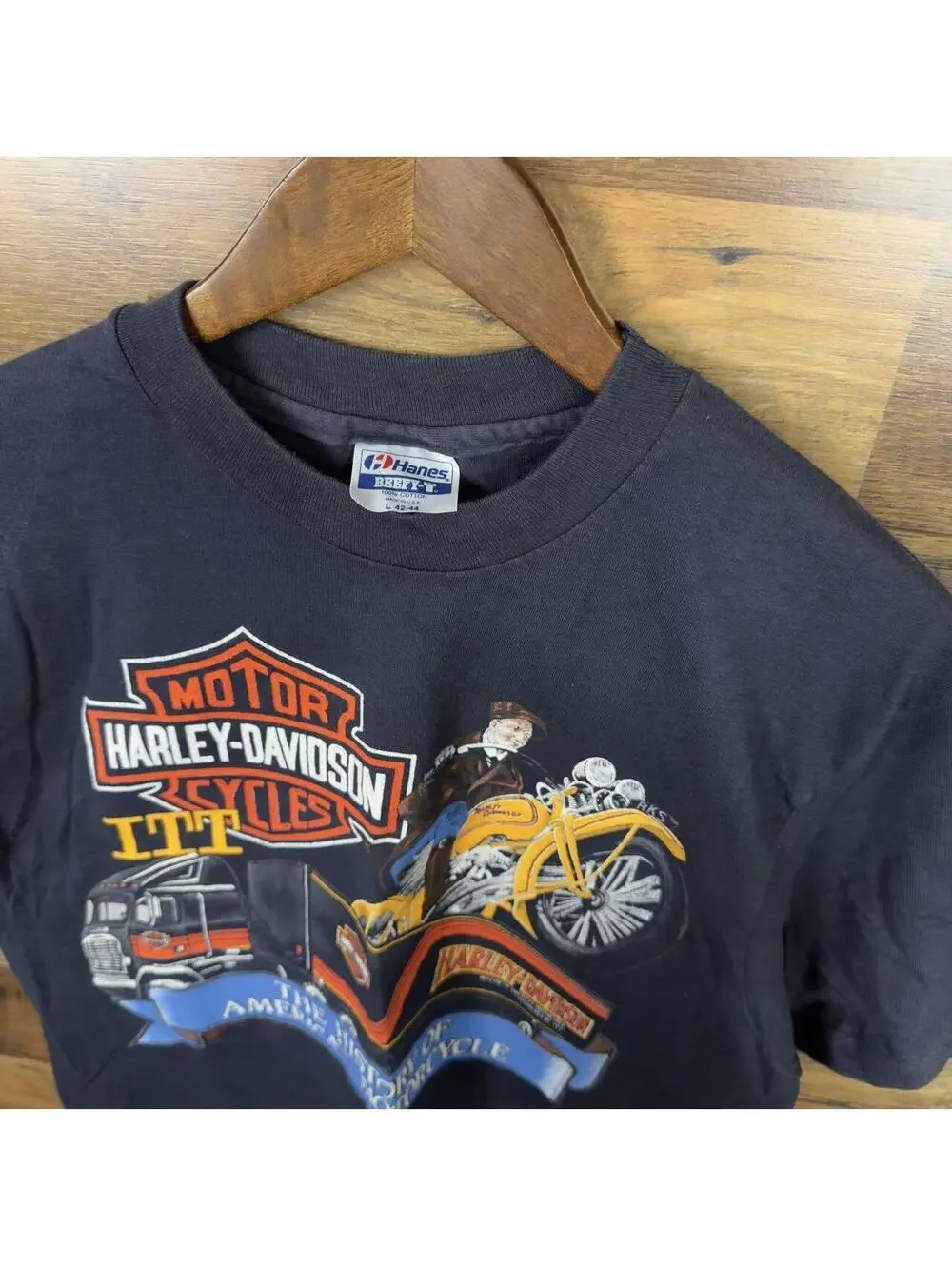 Vintage 1989 Harley Davidson History of America’s Motorcycle T-Shirt Large Hanes